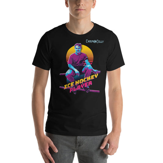 Retrowave - Ice Hockey Player - T-shirt